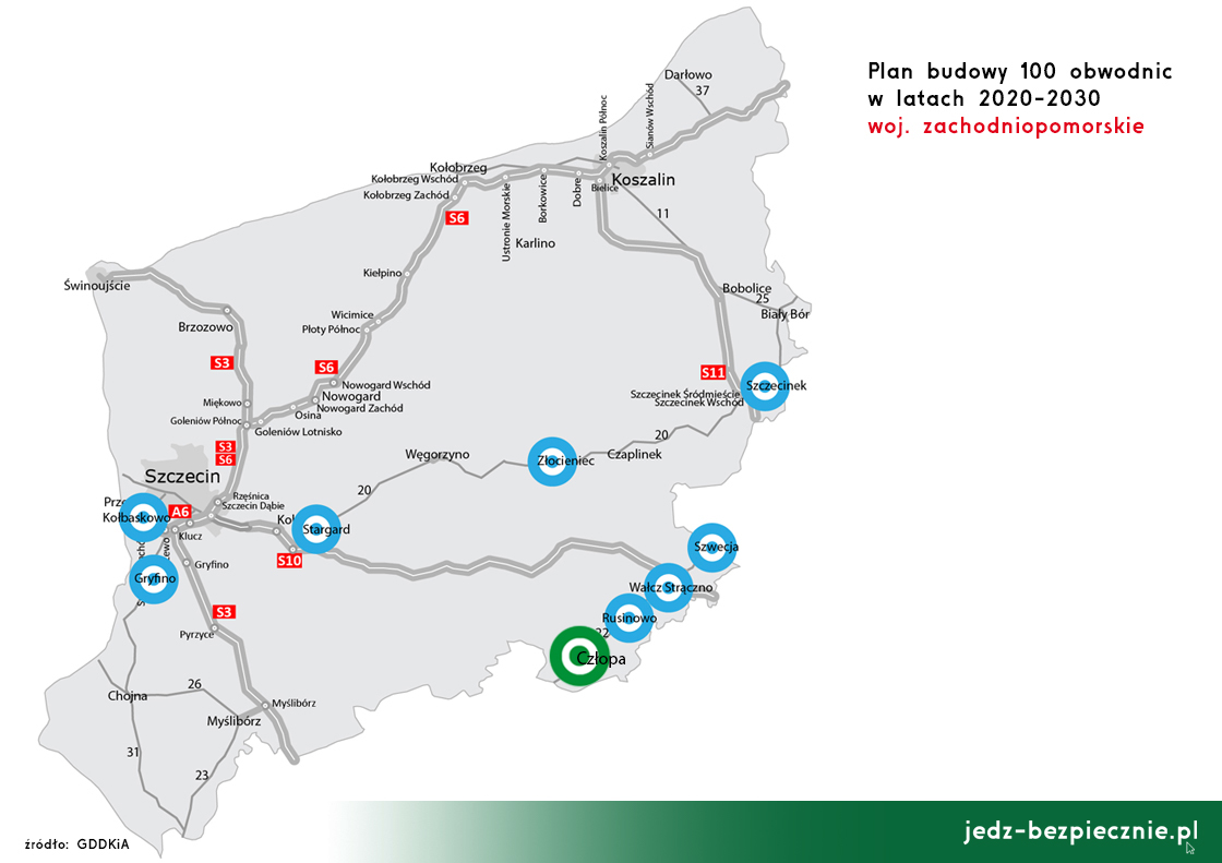 Polskie drogi – Budowa 100 obwodnic – Człopa, województwo zachodnniopomorskie